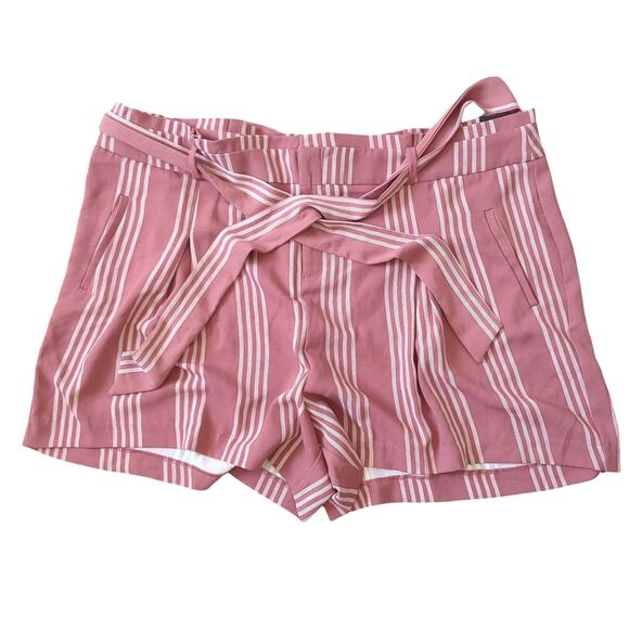 NWT Torrid Womens Rose Stripe Tie Front Shorts Belted 24 Summer Relaxed Travel - Picture 1 of 4